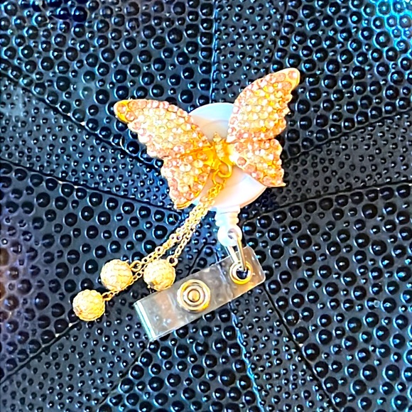 Swan & Butterfly Badge Holder Brooch - Picture 2 of 4